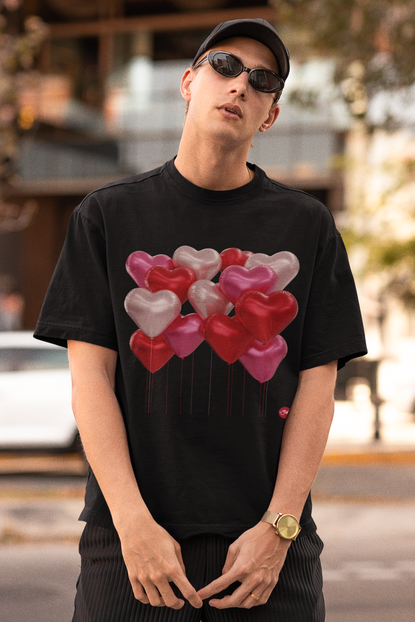 Heart Balloon Valentine T-Shirt | Unisex 100% Cotton Tee with Paku Paku Logo | Available in 9 Colors | Romantic Gift Idea l