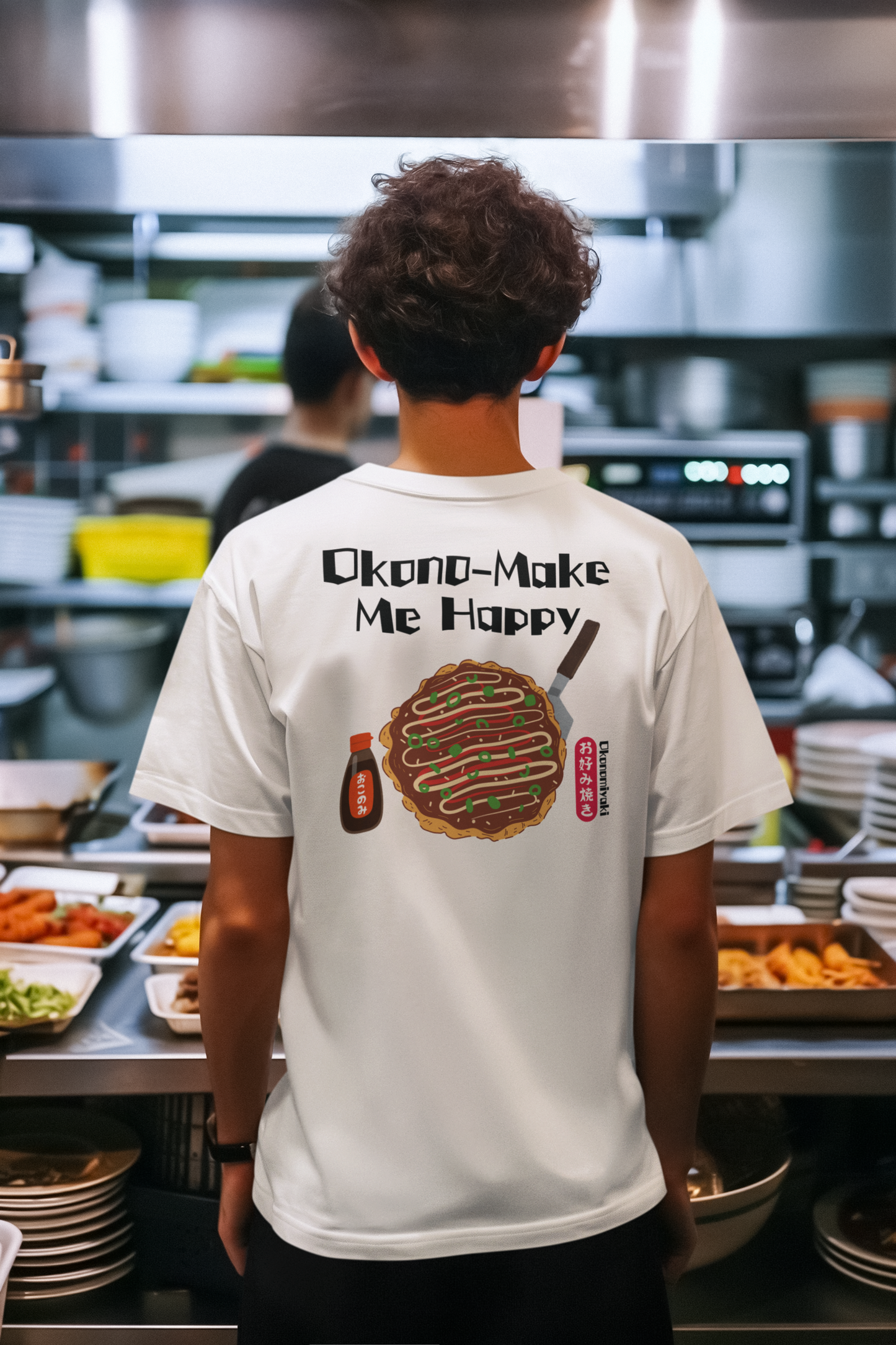 Okono-Make Me Happy | Fun Okonomiyaki Lover Tee | Tuna Logo l 6 Colors | Unisex 100% Cotton | Japanese Foodie Gift