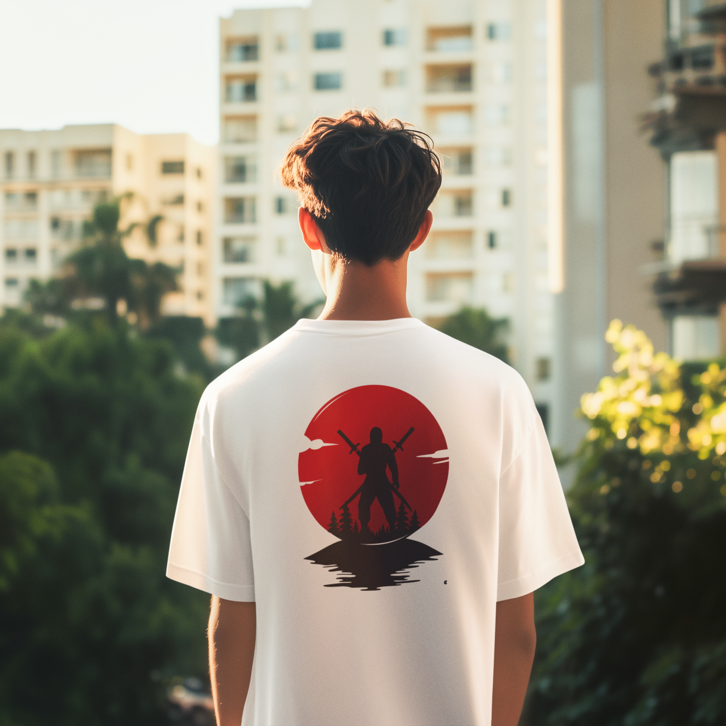 Bushido Sunset T-Shirt | Samurai Warrior in the Evening Glow | Unisex Cozy Cotton 100% | 8 Colors