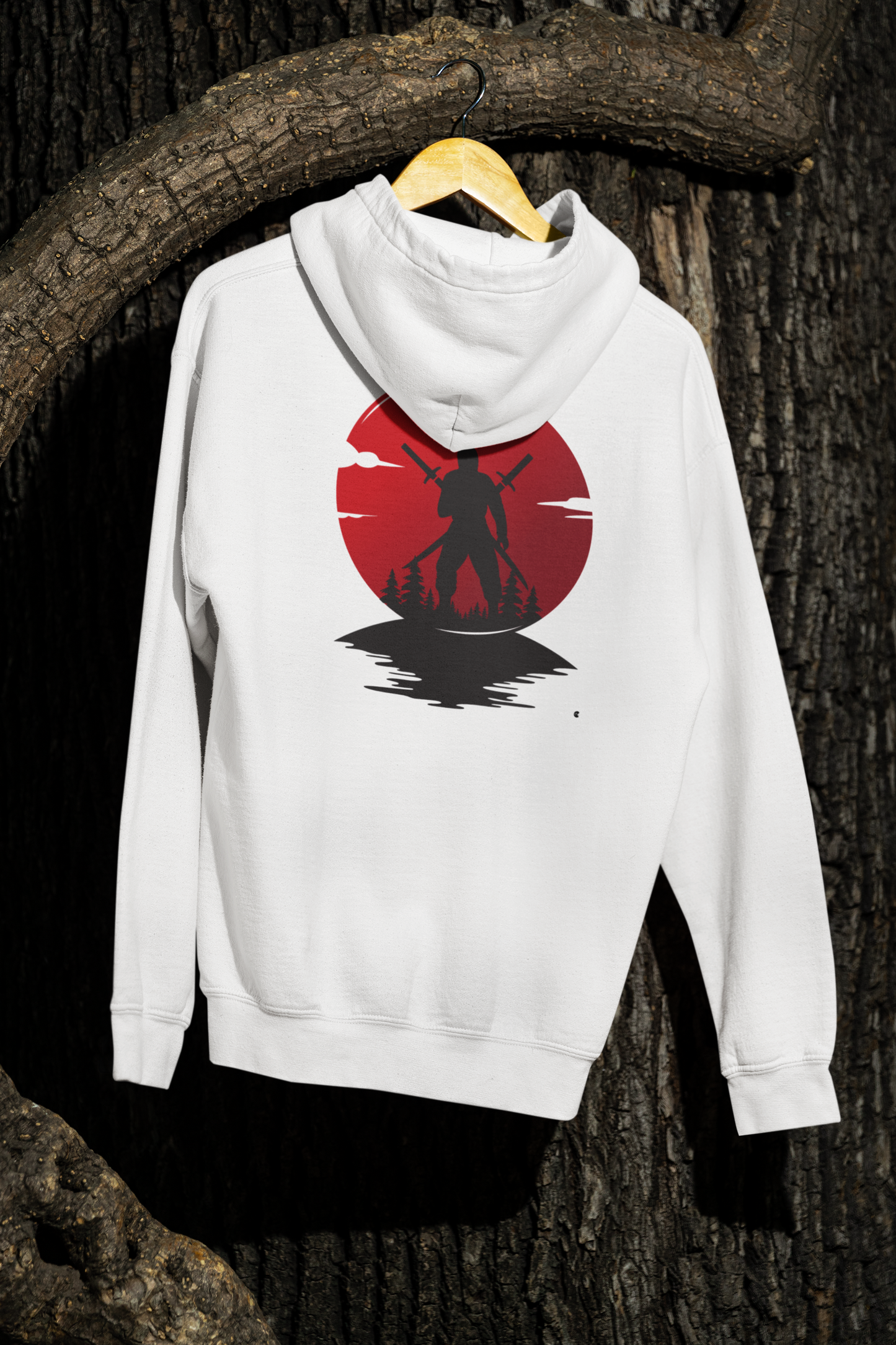 Samurai Sunset Pullover Hoodie l Warrior Spirit in the Setting Sun | Unisex Cozy Pullover Hoodie | 8 Colors