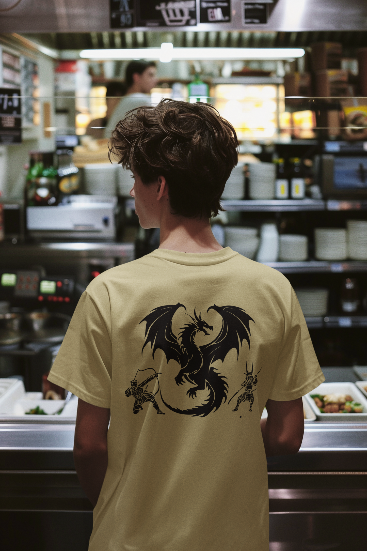 Samurai Dragon Clash T-Shirt | Epic Warrior Battle & Soaring Dragon | Unisex Cozy Cotton 100% | 8 Colors