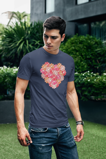 Floral Big Heart T-Shirt with Paku-Paku Logo | Unisex 100% Cotton | 7 Colors