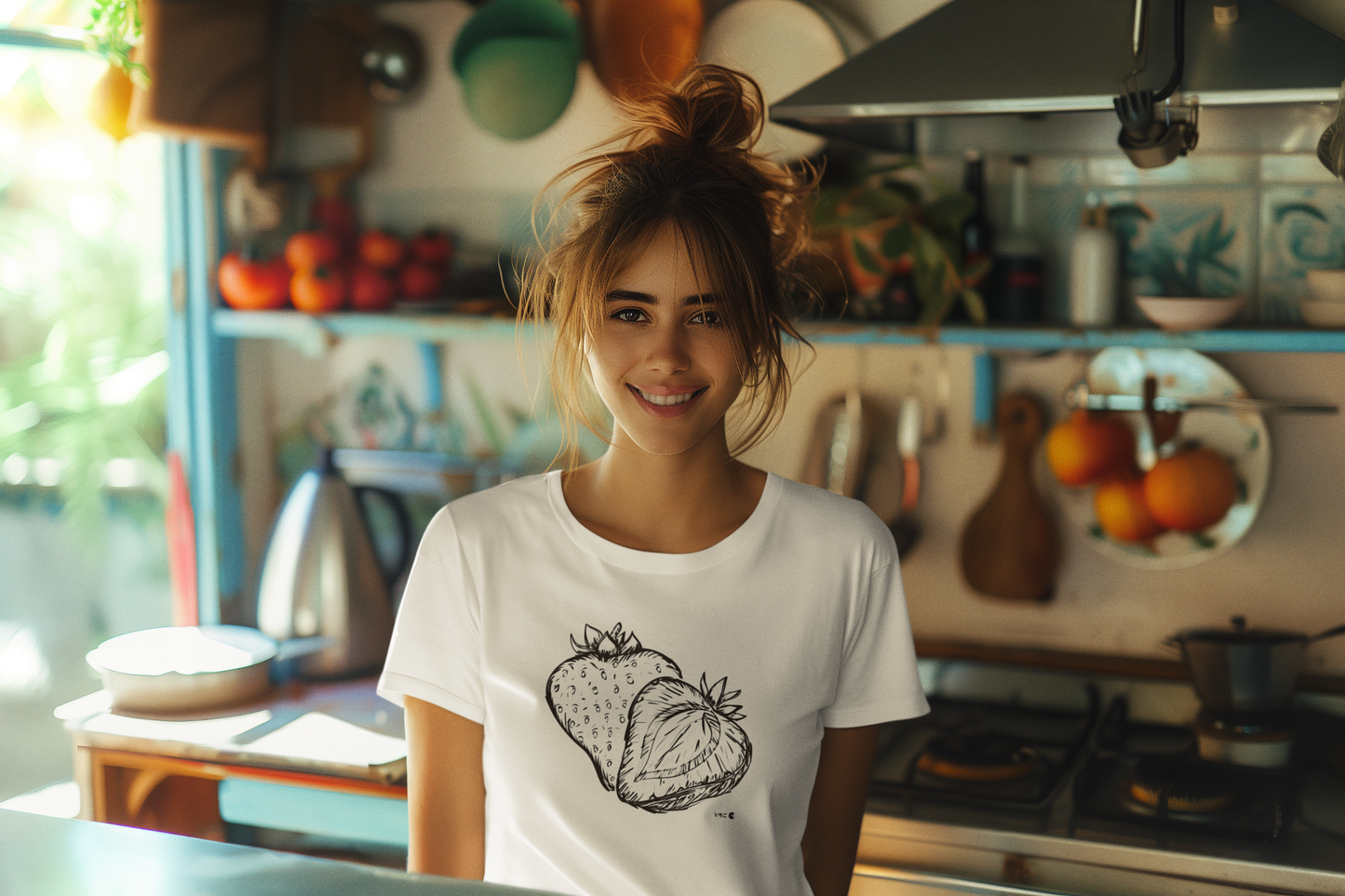 Strawberry T-Shirt – Japanese 'Ichigo' Character l Paku Paku Logo l Unisex 100% Cotton Tee l 6 Colors l Perfect Gift l