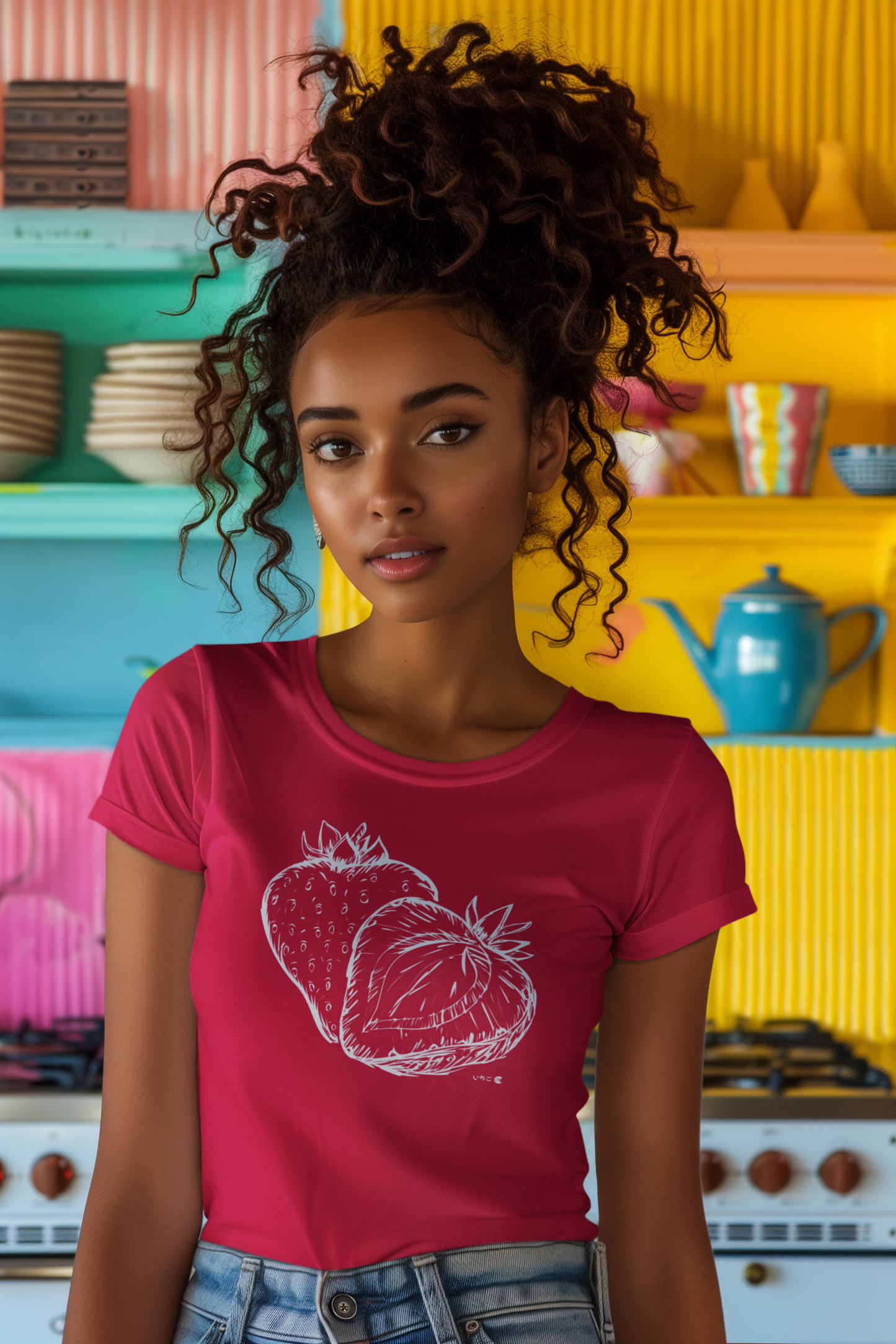 Strawberry T-Shirt – Japanese 'Ichigo' Character l Paku Paku Logo l Unisex 100% Cotton Tee l 6 Colors l Perfect Gift l
