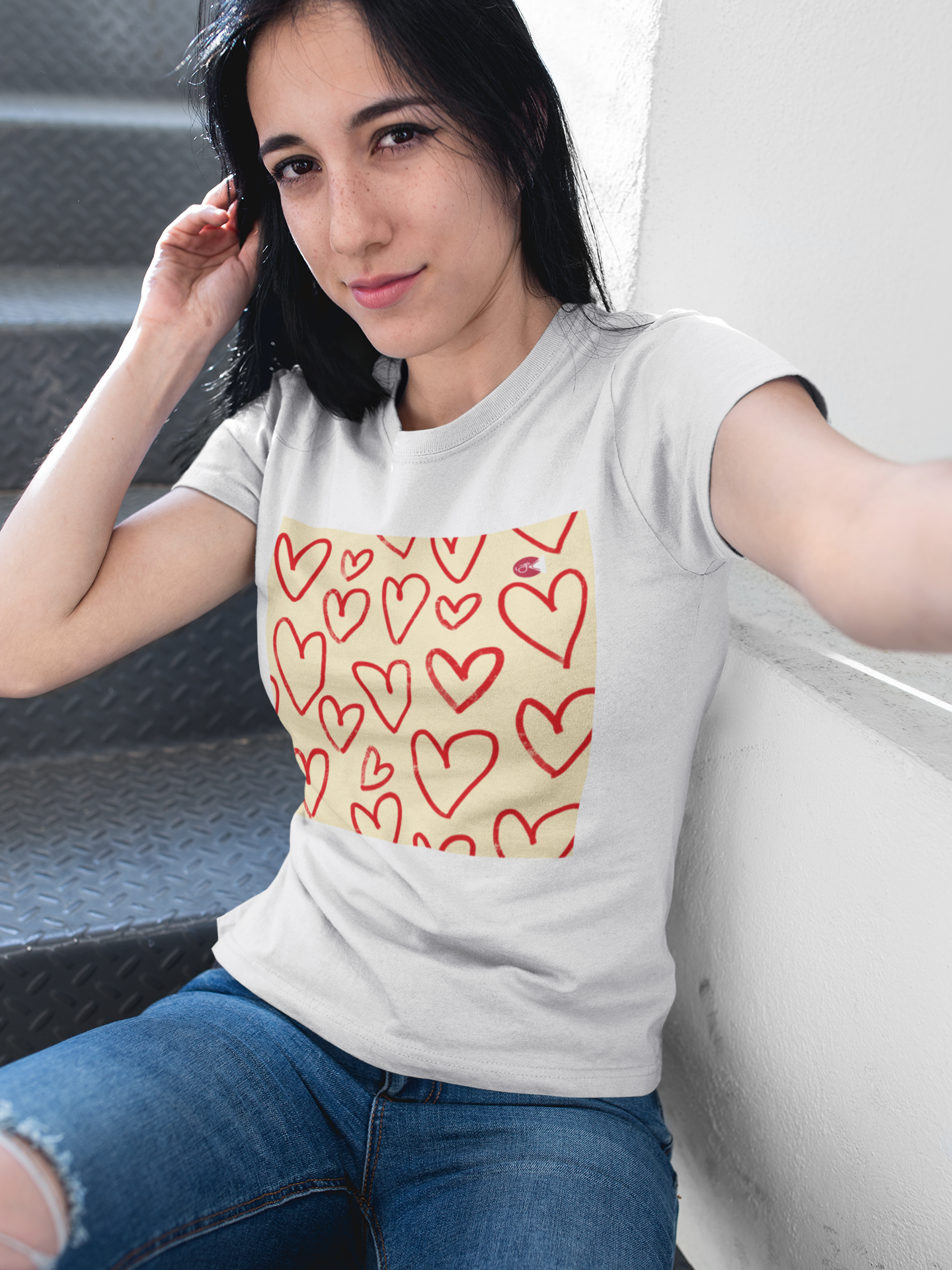 Heart Heart Heart T-Shirt – Paku Paku Logo Design | Unisex 100% Cotton Tee | Cute & Thoughtful Gift Idea