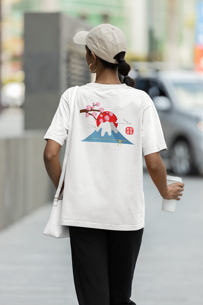 Fuji Sunrise T-Shirt with Sakura | Unisex 100% Cotton | 7 Colors | Great Gift