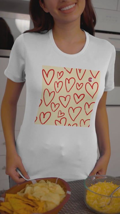 Heart Heart Heart T-Shirt – Paku Paku Logo Design | Unisex 100% Cotton Tee | Cute & Thoughtful Gift Idea